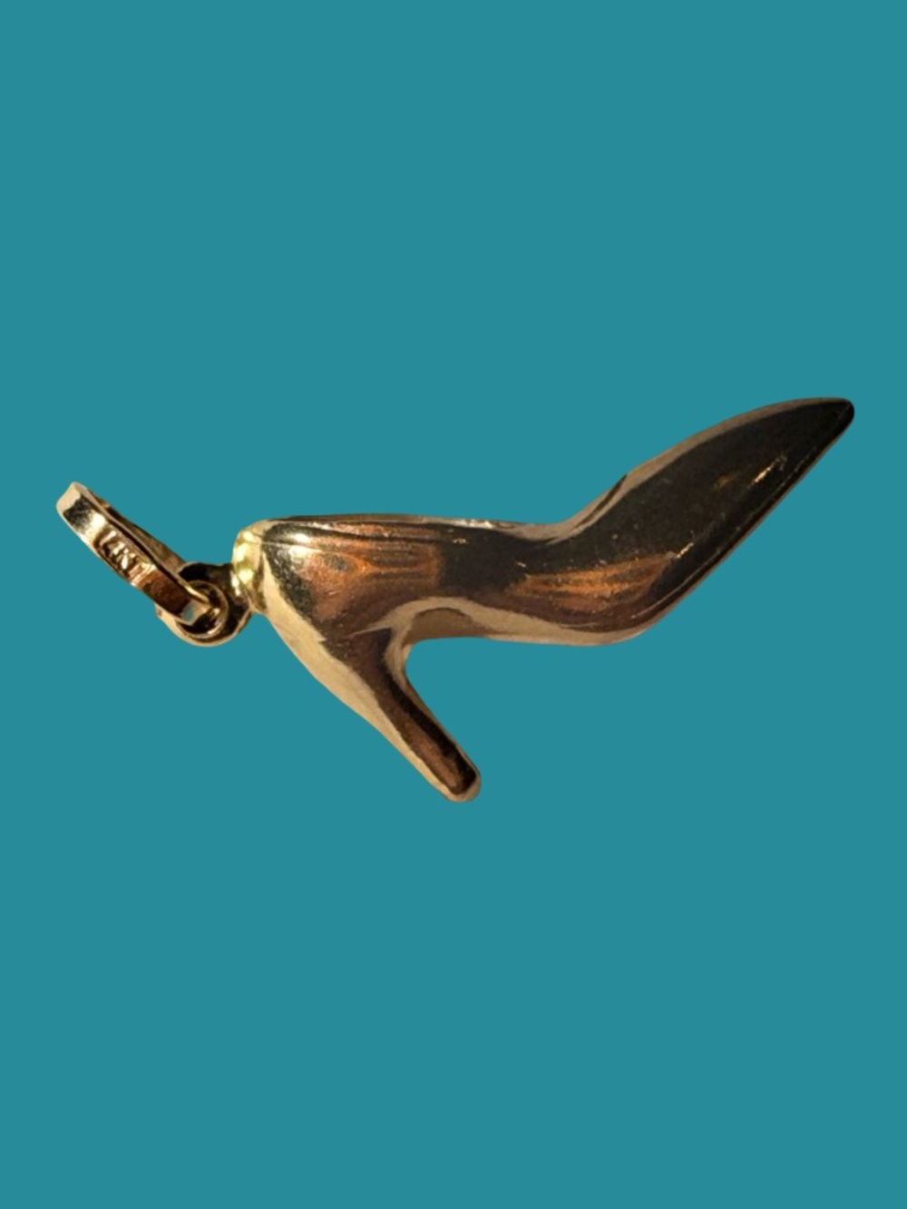 14kt solid yellow Gold High Heel Shoe Charm Pendant - Women Accessories